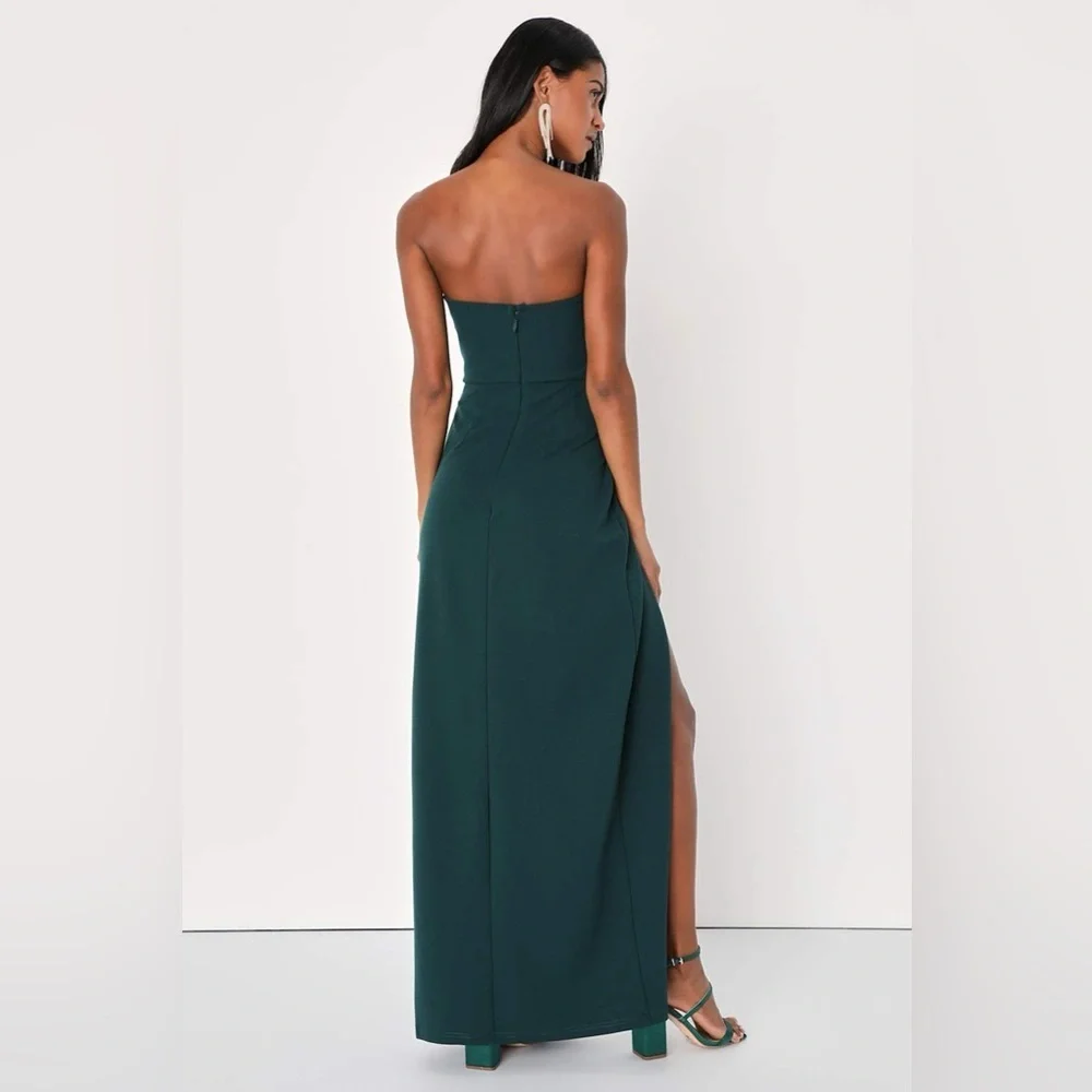 NWT Lulus Foxy Emerald Green Strapless Maxi Dress